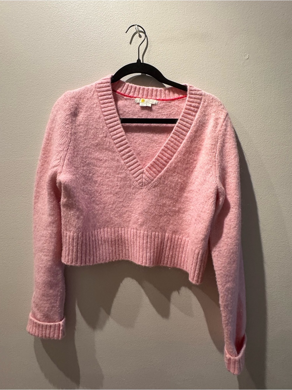Boden Soft Pink V-Neck Cropped Sweater